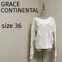 【人気】GRACE CONTINENTAL パール風ビジュースリーブニット