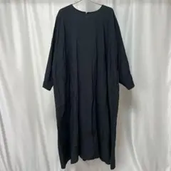 【19aw】ARTSu0026SCIENCE コットンリネン ワイド ワンピース 紺