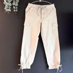 パンツ　レディース　S リボン　ベージュ　ズボン　チノ