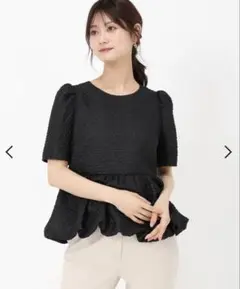 【ほぼ未使用品】ミッシュマッシュ　バルーンペプラムブラウス ブラック