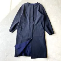 《美品》MACKINTOSH LONDONネイビーノーカラーコート比翼