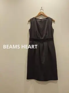 美品 BEAMS HEART ウエストギャザー　ワンピース ブラウン