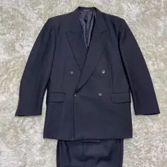 【美品】スーツ セットアップ ダブル 黒 ブラック 無地 ウール 菅田将暉 M