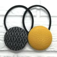 【395】ハンドメイド38mm くるみボタン　ヘアゴム