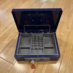 ネイビー キャッシュボックス 鍵付き