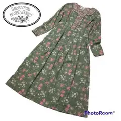 LAURA ASHLEY ローラアシュレイ 長袖 花柄 マキシ丈 ワンピース