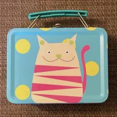 可愛いネコ柄缶のミニトランク　匿名配送