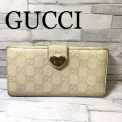 ※ N❣️最終 GUCCI グッチ 長財布 GG シマ ダブル ボタン ホワイト
