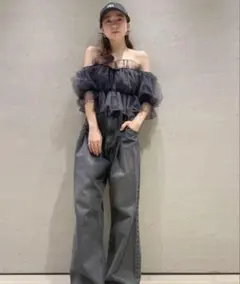 snidel ダブルタックデニムワイドパンツ SNIDEL（スナイデル）の「ダブルタックデニムワイドパンツ