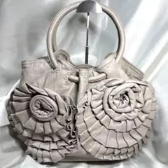 NO.NU ノヌ　花バック　トートバック　ベージュ　アイボリー　美品