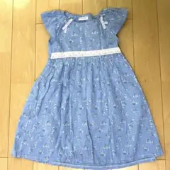 水色 花柄ワンピース