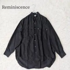 REMINISCENCE メンズ長袖シャツ【シルク100%】黒 ヴィンテージ