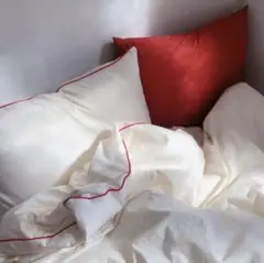ベッドカバー シングル レッド ホワイト