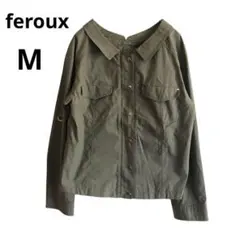 フェルゥ feroux カーキ M バックレースアップ シャツ ミリタリーシャツ