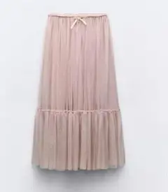 ZARA ミディ丈チュールスカート ピンク