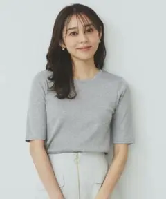 【index 】★未使用品★ラメリブクルーネックトップス　シルバー　M