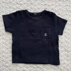 プチバトー ネイビー ポケット付き Tシャツ