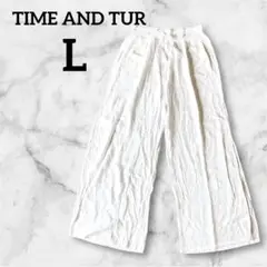 TIME AND TUR【L】12~14 白ワイドパンツ レディース ガウチョ