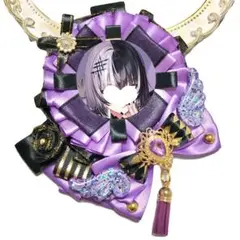 痛ロゼット ロゼット ハンドメイド 薄紫×黒ダイヤ