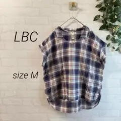 【LBC】チェック柄 半袖シャツ Mサイズ ネイビー