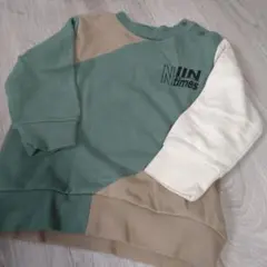 アシンメトリートレーナー グリーン ベージュ ホワイト