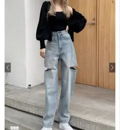 GRL スリットデニムワイドパンツ[cu420]