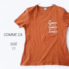 a934▶COMME CA　コムサ　Tシャツ　半袖【11】オレンジ　ロゴプリント
