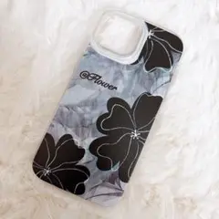 匿名配送❣️新品未使用⭐️21 iPhone15 ハードケース　花柄　黒系