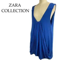 ZARA COLLECTION 青ノースリーブドレープトップス ロング丈