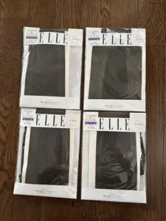 ストッキング　ELLE チャコールグレー　ふくよかな方に　マチ付　4足セット