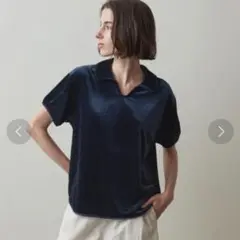 steven alan VELOUR SKIPPER NECK PULLOVER