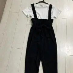 【美品】サロペット＆裾シャーリングトップス