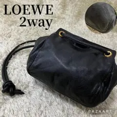 美品 LOEWE ショルダーバッグ アナグラム 型押し ナッパレザー ブラック