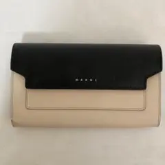 MARNI マルニ フラップ付き 長財布 ピンク× ブラック