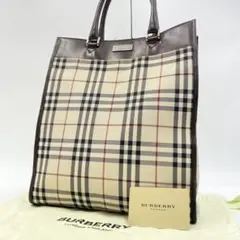 美品✨バーバリー ハンドバッグ ノバチェック ロゴプレート A4可能 キャンバス