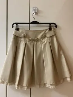 夏用　ベージュ　リボンスカートS 膝丈