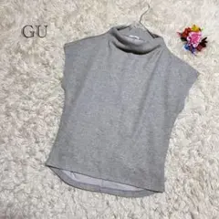 美品 GU モックネック ノースリーブ風トップス グレー Sサイズ　シンプル