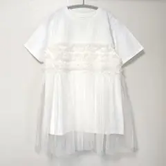 ★タグ付き新品★チュール付きカットソー レイヤード フリーサイズ