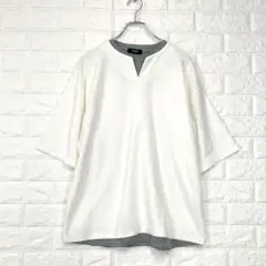 ☆【BEAMS HEART】S 白 半袖プルオーバー 重ね着風 春～秋
