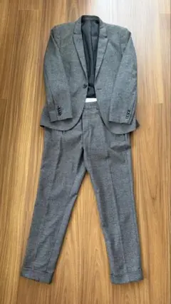 H&M グレー チェック柄 メンズ　スーツセットアップEUR48S 170/84