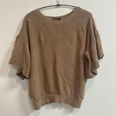 ROSE BUD フリル袖 半袖ニット ブラウン フリーサイズ