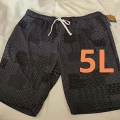 5Lサイズ 黒 和柄　パターン柄 ショートパンツ　DRY　ストレッチ　4XL