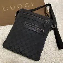 グッチ ショルダーバッグ GGキャンバス×レザー ブラック 斜め掛け 92551