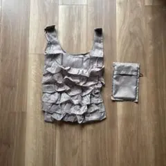 フリル付きグレーエコバッグ