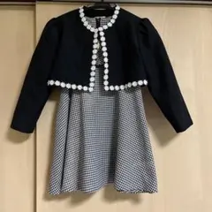 フォーマルドレスセット サイズ120 黒白ギンガムチェック 上着付き
