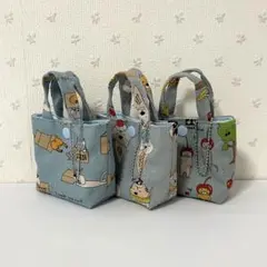 ちっちゃなトートバッグ3個セット　箱入り猫柄　猫かぶり柄　アイス猫柄