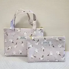 ハンドメイドラミネートファスナーポーチ2点シマエナガ
