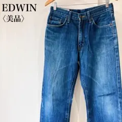 【美品】　エドウィン　404　コットンデニムパンツブルー牛革ラベル日本製
