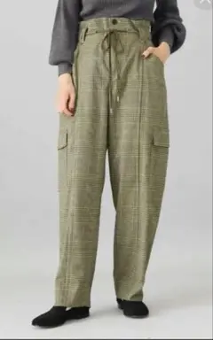 新品　vermeil par iena チェック　ドロストカーゴパンツ