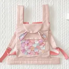 ハート×淡ピンク うさ耳 抱っこひも おんぶひも ぬいぐるみ ドールキャリア